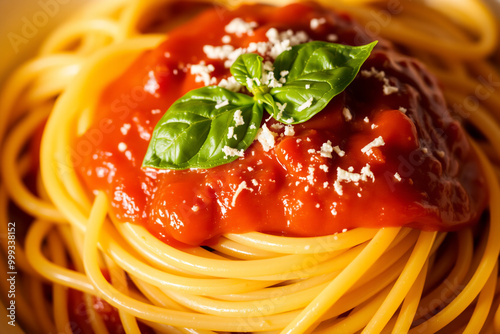 Close-up of Pasta with Marinara Sauce.generative AI