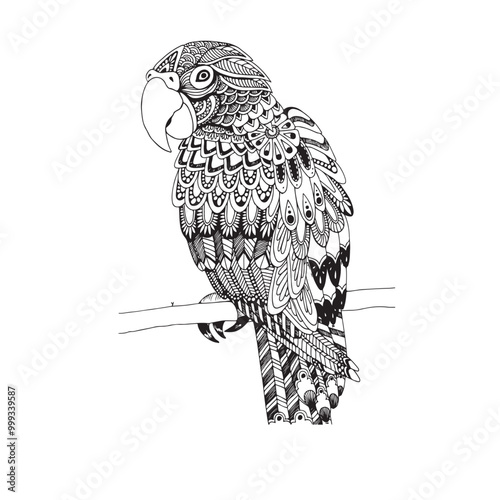 Vector seamless black and white pattern with birds.