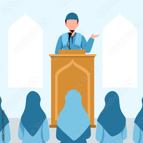 illustration of muslim public speech
