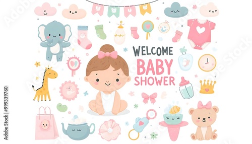 welcome baby shower new illustration 