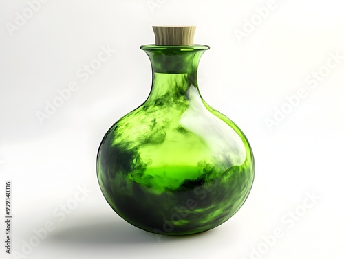 Haunting Halloween Potion Bottle with Glowing Green Liquid and Eerie Mist