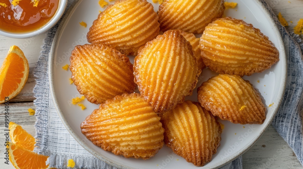Delicate Orange Infused Madeleines on a Plate Delicate Orange Infused Madeleines on a Plate