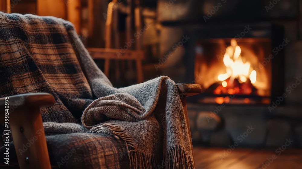 Neatly Folded Woolen Blanket on an Armchair Neatly Folded Woolen Blanket on an Armchair