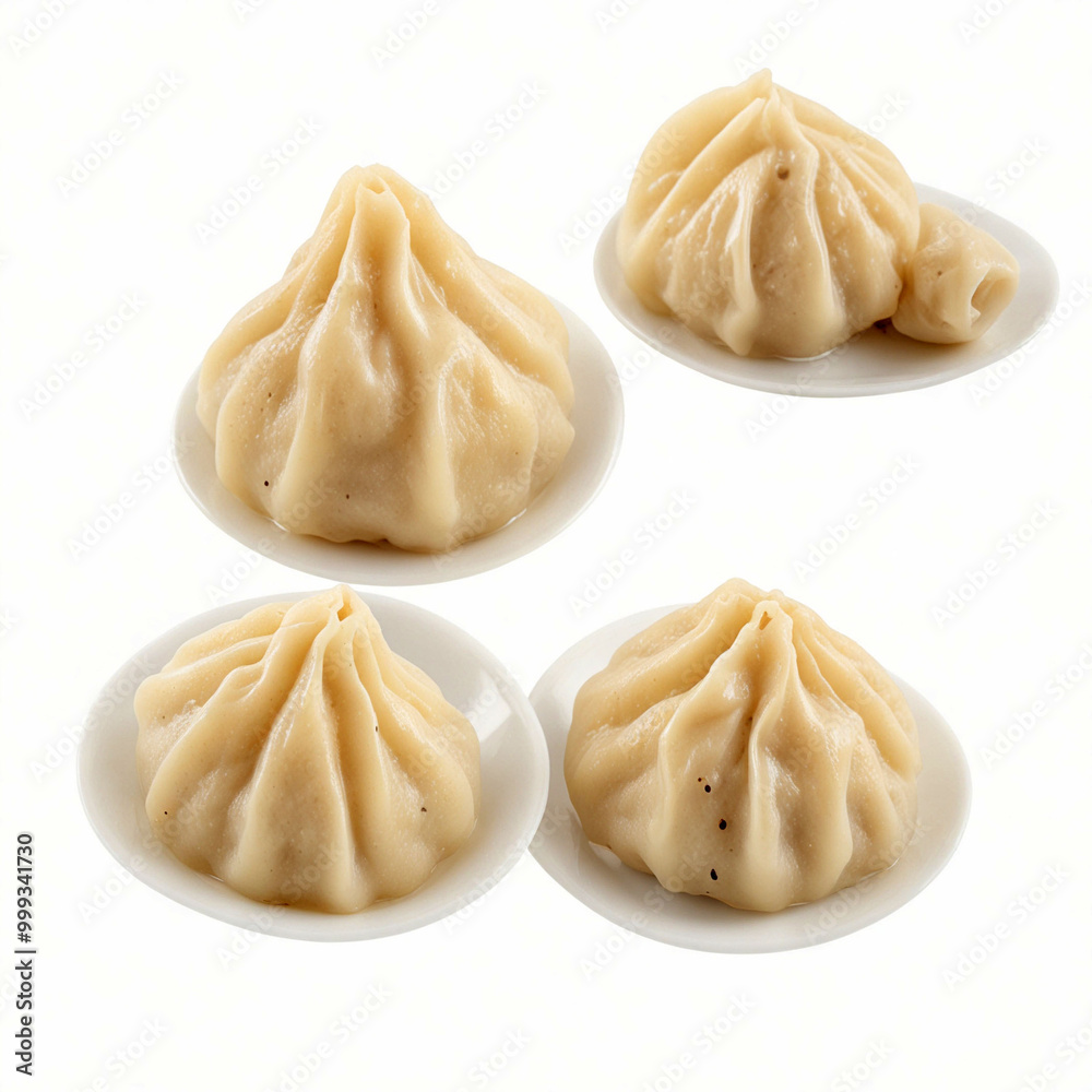 Delicious steamy modak dumpling, isolated on a white background Delicious steamy modak dumpling, isolated on a white background