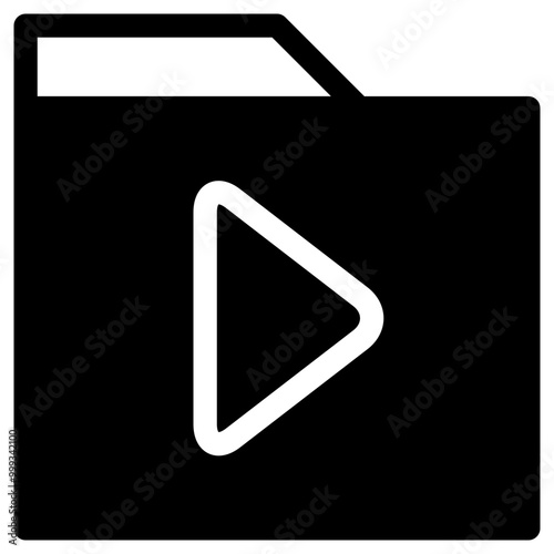 Folder Play Simple Solid Icon