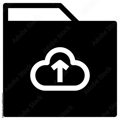 Folder Cloud Upload Simple Solid Icon