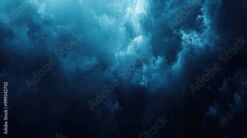 Abstract mysterious background with deep dark blues, soft light flares, and misty fog, symbolizing the unknown and secrecy