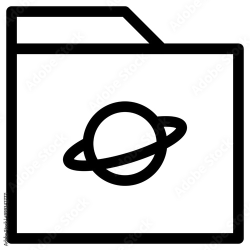 Saturn Folder Icon Outline Style. Simple Organize Symbol Vector Illustration.