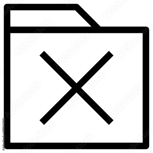 Delete Folder Icon Outline Style. Simple Organize Symbol Vector Illustration.