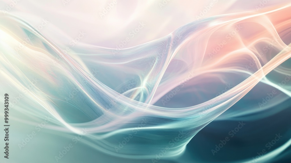 Abstract relaxation background featuring flowing pastel lines, soft glowing lights, and tranquil blue and green tones Abstract relaxation background featuring flowing pastel lines, soft glowing lights, and tranquil blue and green tones