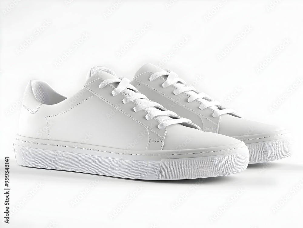 Minimalist Athletic Leather Sneakers on Clean White Background