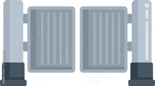 Automatic pedestrian subway entrance gate is blocking access with metal bars
