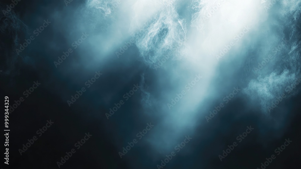 Beautiful abstract mysterious background with deep gradients, soft fog, and glowing light rays, perfect for a sense of eerie wonder