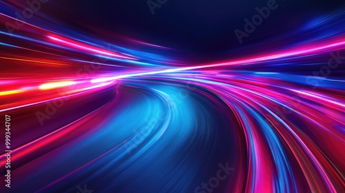 Beautiful abstract speed background with vibrant color gradients, swift motion blur, and neon light trails, symbolizing racing excitement