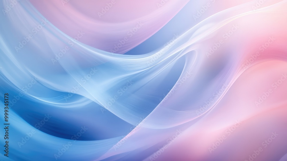 Fototapeta premium Stunning abstract background with flowing, smooth curves in soft blue and pink hues, creating a serene and relaxing atmosphere