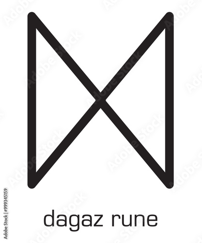 Dagaz rune. Dawn day symbol. Mystical, esoteric, occult, magic glyphs. Icon black color