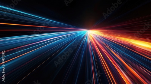 Stunning abstract racing background with glowing light trails and sharp diagonal lines, symbolizing the rush and energy of speed