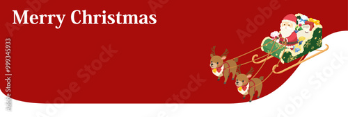 アイソメトリックで描いたサンタクロースのクリスマスバナー（ベクター）