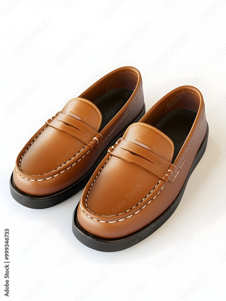 Premium Italian Leather Loafers with Slip Resistant Sole on Pristine White Background Premium Italian Leather Loafers with Slip Resistant Sole on Pristine White Background