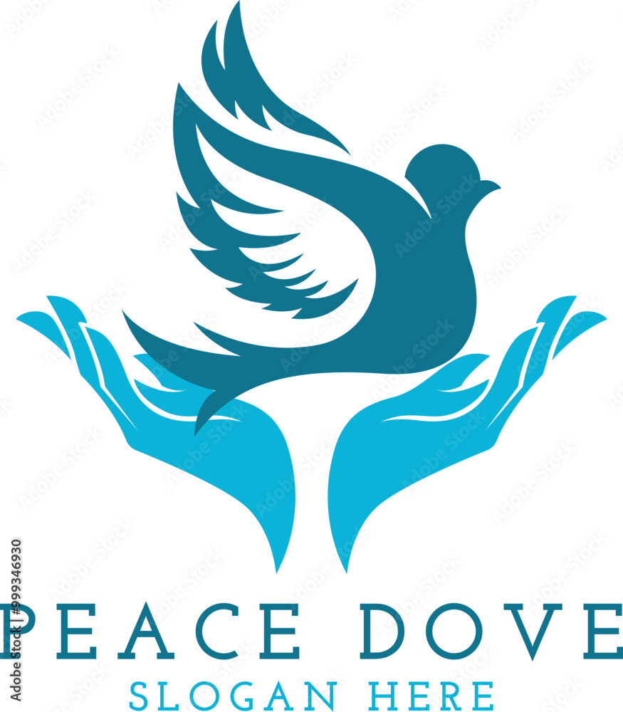 Fototapeta premium Helping peace dove logo design with vector hands
