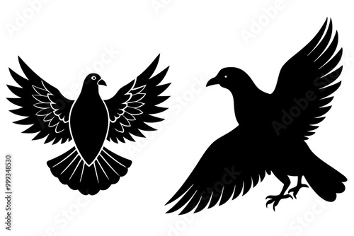 beautiful white peace dove silhouette icon illustration