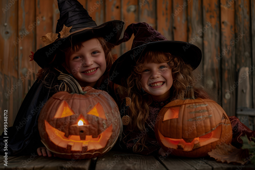 childen in halloween costume smiling, Generative AI childen in halloween costume smiling, Generative AI