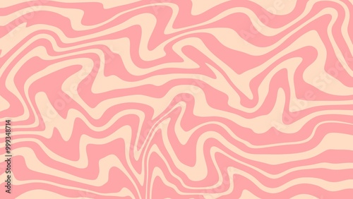 Aesthetic background of pink wave lines on a beige background