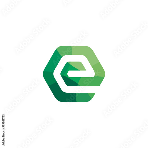 Letter E Hexagon logo design vector template