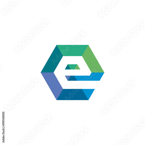 Letter E Hexagon logo design vector template