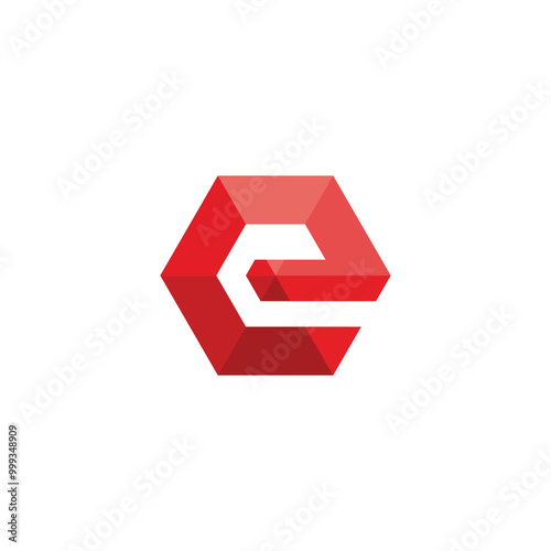 Letter E Hexagon logo design vector template