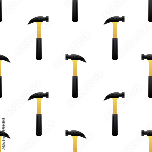 Cartoon hammer seamless pattern, Vector.