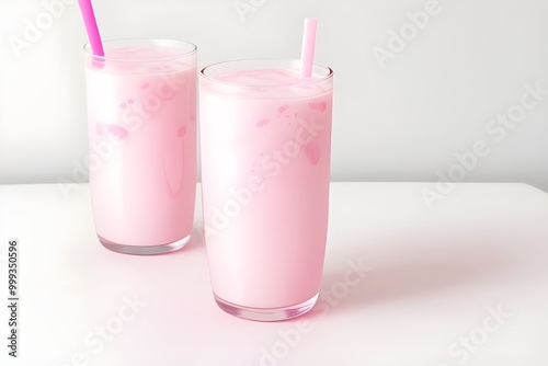 Pink Milk Soda Bottle Isolated on White Background