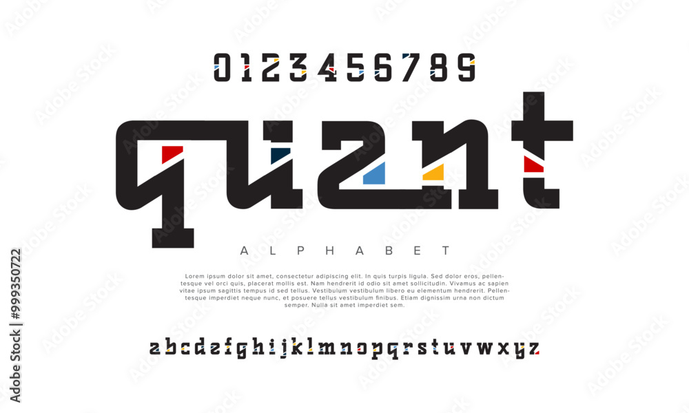 Quant creative modern geometric urban alphabet font. Digital abstract futuristic, game, techno, robot, music, logo, sport, minimal technology typography. Simple numeric vector illustration Quant creative modern geometric urban alphabet font. Digital abstract futuristic, game, techno, robot, music, logo, sport, minimal technology typography. Simple numeric vector illustration