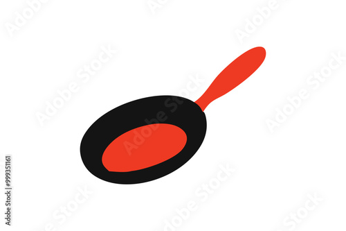 Nonstick  Frying Pan  on kitchen counter vector art illustration