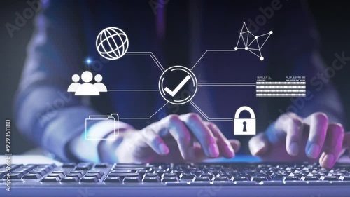 Checked icon Quality Control QC, certification guarantee management service, online validation process. Quality Assurance QA, Compliance regulations and standards satisfaction
