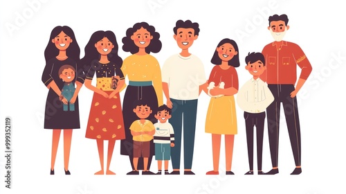 Show a multigenerational family with members from various ethnic backgrounds, celebrating their shared and unique traditions