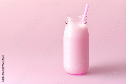 Pink Milk Soda Isolated on White Background