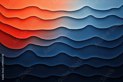 Blue and Orange Abstract Ocean Art