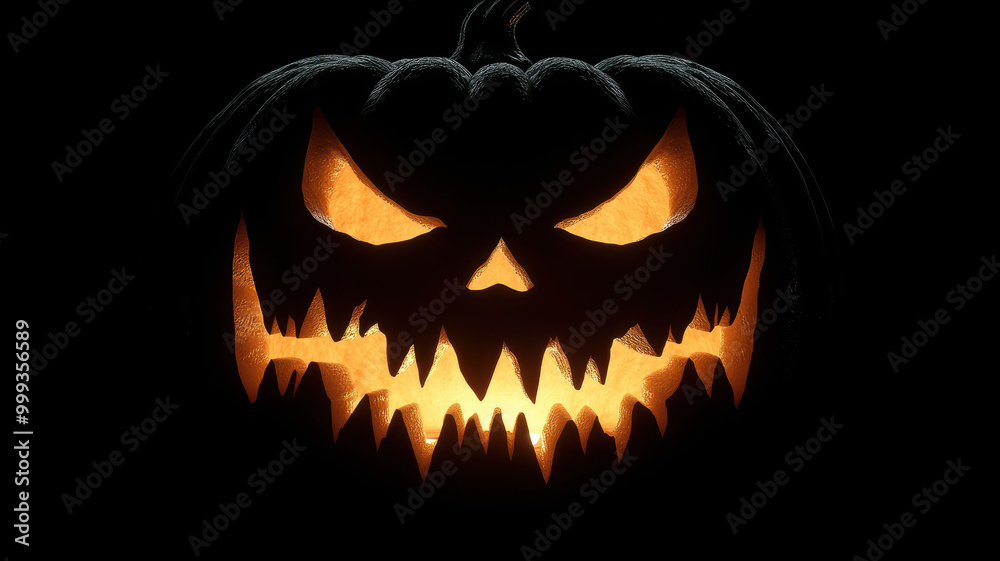 Scary Jack-o'-Lantern Face Glowing in the Dark