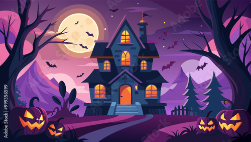 Halloween background with house