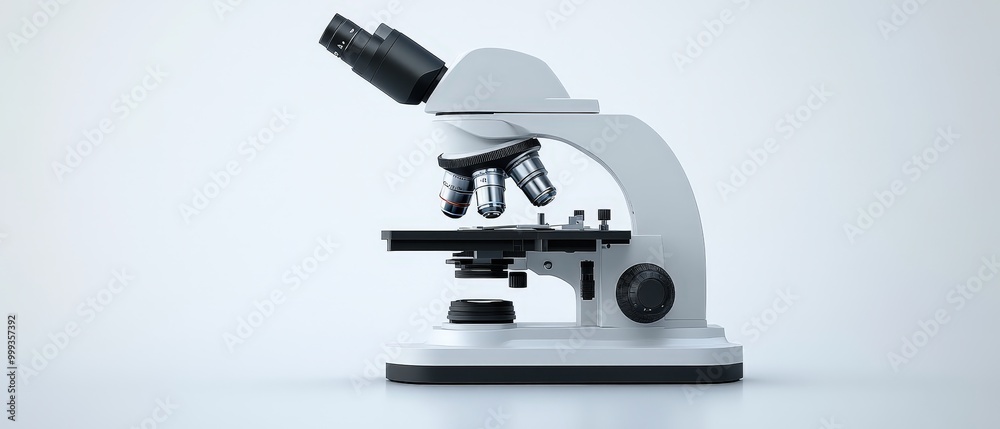 White Microscope Isolated on White Background White Microscope Isolated on White Background