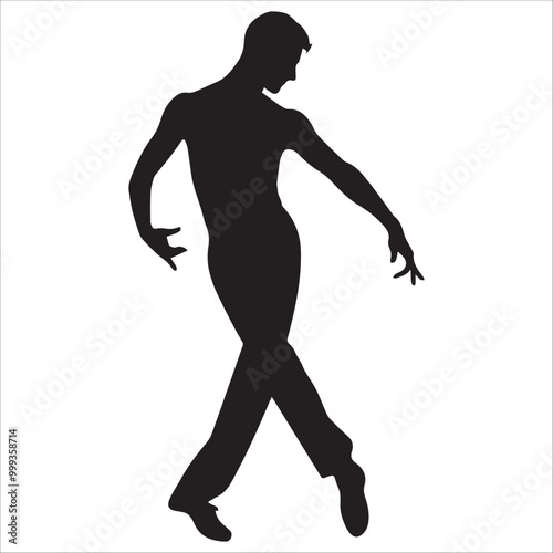 Cuban rumba dance vector illustration in black and white - Ballroom dance silhouette design
