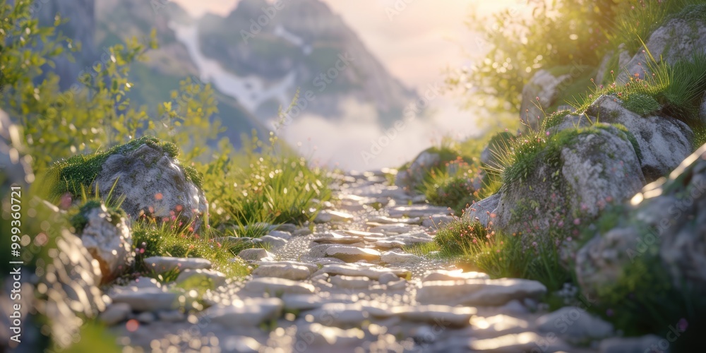 Stone Path Through Mountain Landscape Stone Path Through Mountain Landscape