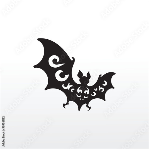 Decorative bat stencil black silhouette sublimation printable vector illustration design 