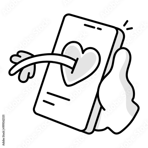 Online dating icon designed in doodle style 

