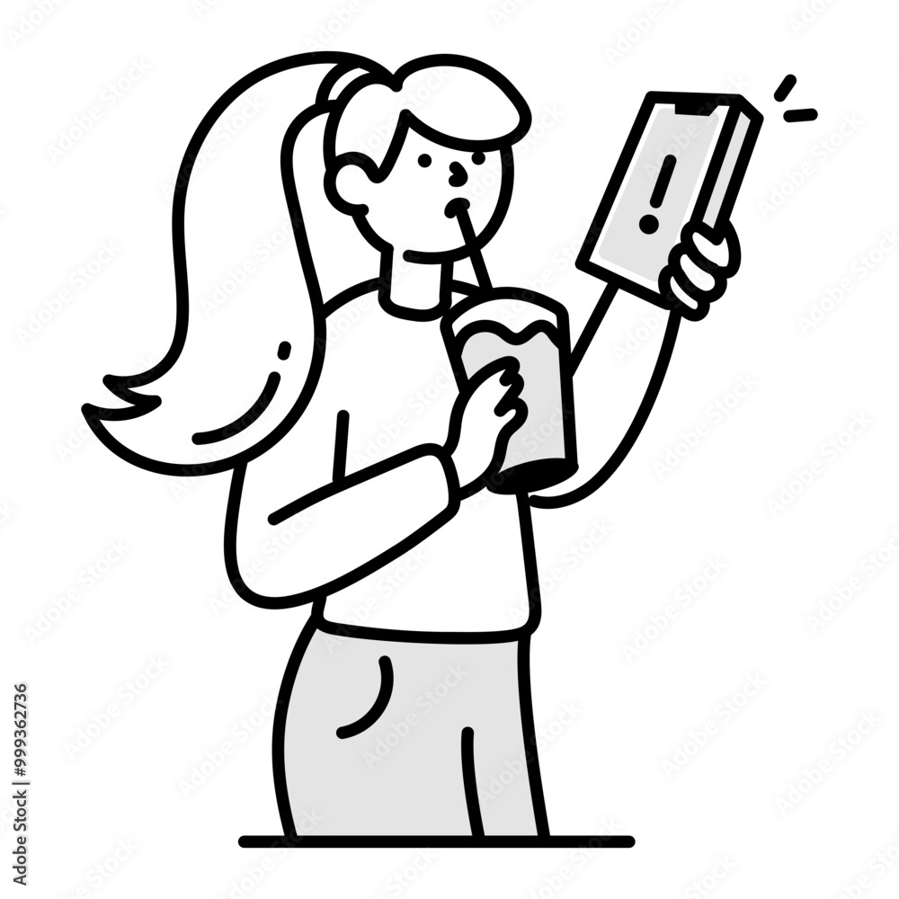 Drawing style icon showing a girl worried about phone error
Drawing style icon showing a girl worried about phone error