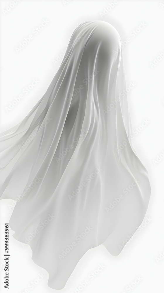 Ethereal Apparition Floating in Bright White Minimal Isolate Ethereal Apparition Floating in Bright White Minimal Isolate