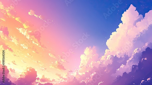 Soft Pastel Sky with Gentle Clouds at Sunset or Sunrise