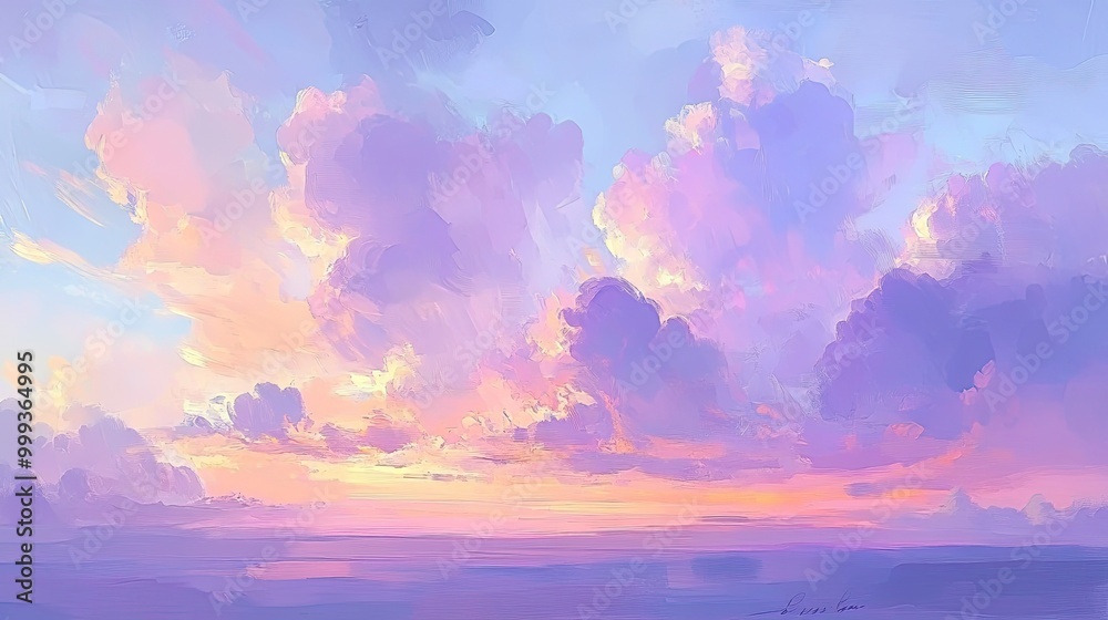 Soft Pastel Sky with Gentle Clouds at Sunset or Sunrise Soft Pastel Sky with Gentle Clouds at Sunset or Sunrise