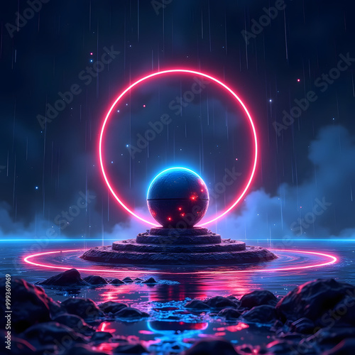 modern futuristic neon abstract background large object